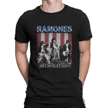 Erkekler T-Shirt Hey Ho Gidelim Serin Saf Pamuk Tee Gömlek Kısa Kollu Ramone Müzik Grubu T Shirt Yuvarlak Yaka Giyim Baskılı