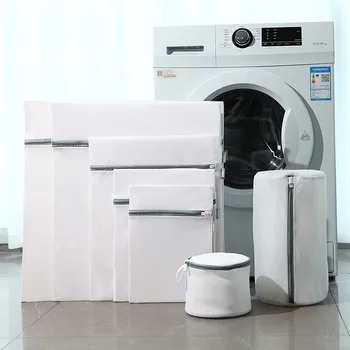 File çamaşır torbası Katlanabilir Kalınlaşmak Giysi Iç Çamaşırı Çorap Çamaşır Makinesi Çanta Polyester Ev Gri Fermuar Net Örgü Büyük Sepet