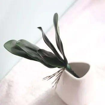 Gerçek dokunmatik yapay manolya yaprağı 3 kafaları PE yaprak el hissediyorum simülasyon bitki dekorasyon ev partisi otel masa 1 adet