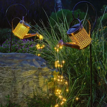 Güneş Enerjili sulama kovası Sprinkles Peri Su Geçirmez duş led ışık sanat ışık fener açık Bahçe Çim Avlu dekor