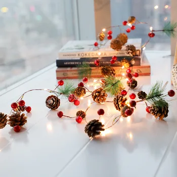Güz Dekor 2m 20 Led suni çam kozalağı dizeleri ışık Çelenk Noel Süslemeleri Yapay Bitkiler Sonbahar Dekorasyon Ev Düğün için