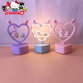 Güzel Sanrio Gece Lambası Melodi Kuromi Hello Kitty Cinnamoroll Pochacco DIY Yaratıcı Romantik LED Masa Lambası Başucu Aydınlatma