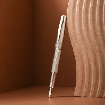 Hongdian 6013 Gümüş dolma kalem Metal İridyum EF/F/Bükülmüş Ucu Klip ile Güzel Doku Mükemmel İş Ofis Hediye Mürekkep Kalem
