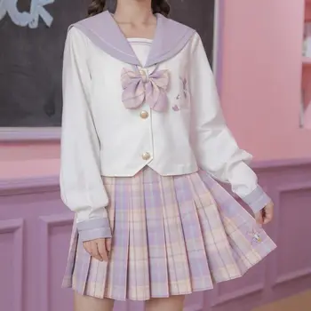 Japonya bahar Loli Yay Gömlek Tatlı Yumuşak Kız Kolsuz Ruffles Askı Kawaii Lolita İki parçalı Elbise Takım Elbise Cosplay