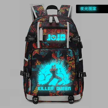 jojo'nun Tuhaf Macera sırt çantası Baskı dizüstü schoolbag Erkekler Seyahat çantaları USB aydınlık Oxford Sırt Çantaları