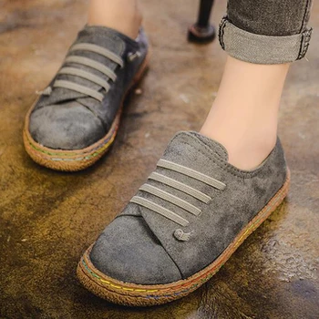 Kadın ayakkabısı Düz Tabanlı Dantel-Up Loafer'lar Bayanlar Yeni Sonbahar Rahat Açık tembel ayakkabı rahat Açık düz renk düz ayakkabı