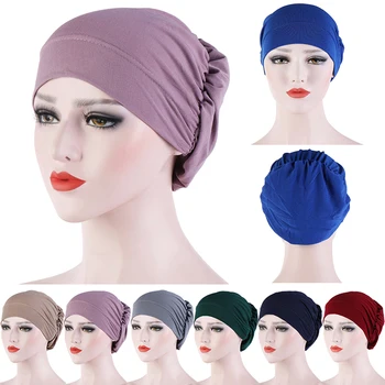 kadın başörtüsü eşarp türban kapaklar müslüman başörtüsü İslam eşarp altında pamuk bandana kaput çok fonksiyonlu İç türban şapka mujer