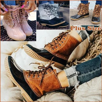 Kadın Botları Bayan Ördek Çizme Su Geçirmez Fermuarlı Kauçuk Taban Kadın yağmur çizmeleri ayak bileği bağcığı Ayakkabı Kürk Kış Kadın Ayakkabı