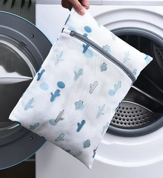 Kaktüs baskılı örgü çamaşır Torbaları Ev Çamaşır Makinesi çanta seti Çok Amaçlı Seyahat Organizador çamaşır sepeti Iç Çamaşırı