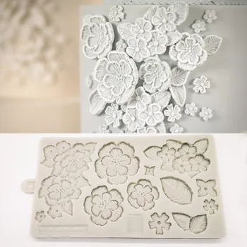 Kamelya Çiçek Şekli silikon kalıp Fondan Kek Cupcake Üst süslemeleri Aracı Kek Dekorasyon Dantel Çiçek Kabartmalı Kalıp