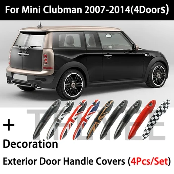 Karbon Fiber Desen Kapı Kolu Kapakları Mini Cooper İçin Bir D S JCW R55 Clubman 2007-2014 4 Kapılar Araba Styling Aksesuarları