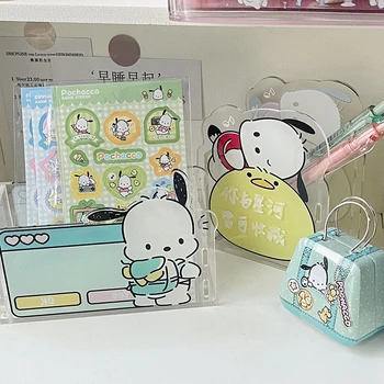 Kawaii Sanrio kalemlik Pochacco Aksesuarları Sevimli Güzellik Ofis Masaüstü Şifa Mini Süsler kırtasiye malzemesi saklama kutusu Kız Hediye