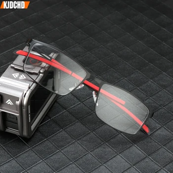 KJDCHD Titanyum Alaşımlı Gözlük Çerçevesi Erkekler Kare Miyopi Reçete Gözlük Çerçeveleri 2022 Yeni Tam Optik Gözlük