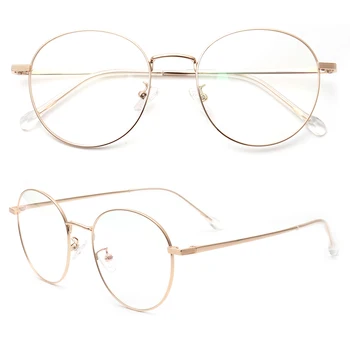 Klasik Kadın Yuvarlak Gözlük Çerçeveleri Erkekler Metal Optik Gözlük Çerçeveleri Moda Reçete Gözlük Siyah Gümüş Altın Gözlük