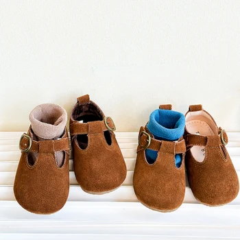 Kore Çocuk Boken Ayakkabı Sonbahar Kış Kız Retro deri ayakkabı Peluş Çocuk Ayakkabı için Erkek Ermian Bebek Deri Fasulye Ayakkabı