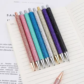 Limit gösterir Moda Lüks Bling ıvır zıvır Metal Tükenmez Kalem 1.0 mm Glitter Yağ Akış Kalemler Ofis Kırtasiye hediyeler
