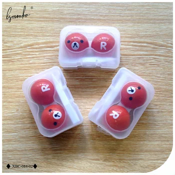 Lymouko Güzel Mini Karikatür Kırmızı Renk Küçük Ayı Taşınabilir kontakt lens Çantası Kadınlar için Göz Bakım Seti kontakt lens es Kutusu