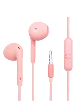 Macaron Renk Kulak Tomurcukları Kablolu 3.5 mm Kablolu Kulaklık Kulak İçi mikrofonlu kulaklıklar ve Düğme Kontrolü HİFİ Ses Tel Kulaklık