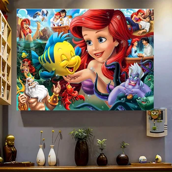 Mermaid Prenses Elmas Sanat 5D Elmas Boyama Disney Portre Çapraz dikiş kitleri Tam Matkap Nakış Mozaik Resim Dekor