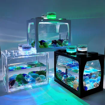 Mini hidroponik yosun topu kutusu mikro silindir cam çiçek kutusu pet yığını blok balık tankı plastik sürüngen kafesi