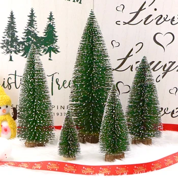 Mini Çam Noel Ağacı Yeşil Yapay Masa Süslemeleri Festivali Plastik Minyatür Kar Ağaçları Süslemeleri Noel İçin m106