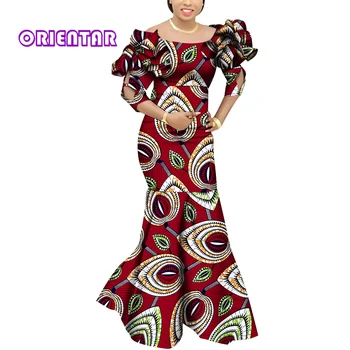 Moda Elbise Africaine Femme Zarif Maxi Uzun Elbiseler Afrika Ankara Baskı Mermaid Elbiseler Dashiki Abiye giyim Wy9482