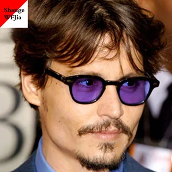 Moda Johnny Depp Stil Yuvarlak Güneş Gözlüğü Şeffaf Renkli Lens Marka Tasarım Parti Gösterisi güneş gözlüğü Oculos De Sol UV400