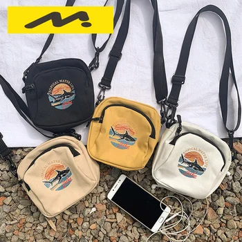 Moda Kore Tarzı Harajuku Tarzı Bayanlar Öğrenci Köpekbalığı Kanvas çanta Tek Renkli omuzdan askili çanta Mini askılı çanta Çanta Çanta