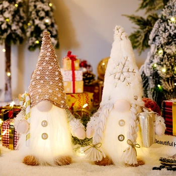 Noel Dekorasyon Gnome ışık Peluş Meçhul Bebek Tutma Koltuk Değneği Noel Süsler Noel Süslemeleri Ev için