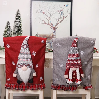 Noel sandalyesi Kapakları Karikatür Noel Baba Yemek Sandalyesi Slipcovers Ev için Yeni Yıl 2023 Noel Dekorasyon Sandalye arka kapak