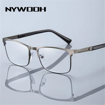 NYWOOH alaşım okuma gözlüğü erkekler kadınlar için Anti mavi ışık engelleme lensler gözlük reçete iş tarzı + 1.0 4.0