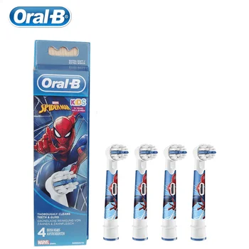 Oral B Yedek Fırça Başkanları Çocuklar İçin Elektrikli Diş Fırçası Örümcek adam Versiyonu Yumuşak Kıl Derin Temiz Nozulları Çocuk İçin 4 adet / paket