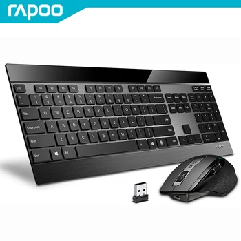 Rapoo 9900 M Çok modlu Kablosuz Klavye ve Fare Combo, 4 Cihaza kadar Bağlayın, bıçak Son Derece İnce Klavye ve Lazer Fare