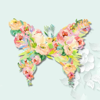Renkli Çiçek Kelebek Demir On İsı Transferi Sticker Karikatür Hayvan Ütü Giysi Üzerinde Çıkartmalar Aplike T-shirt DIY Dekor