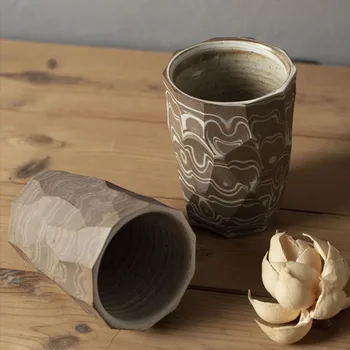 Retro Japon Tarzı El Yapımı Seramik kahve fincanı Kumtaşın Yaratıcı Kupa çay bardağı süt kupası Bardak