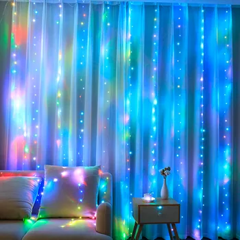 RGB 16 renk perde LED dize ışık Garland USB uzaktan ışıkları düğün parti noel yeni yıl ev dış dekorasyon