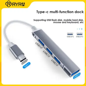 RYRA 4 Port USB 3.0 2.0 Hub USB Hub Yüksek Hızlı Tip C Splitter 5 Gbps Aksesuarları Multiport HUB 4 USB 3.0 PortsFor PC bilgisayar