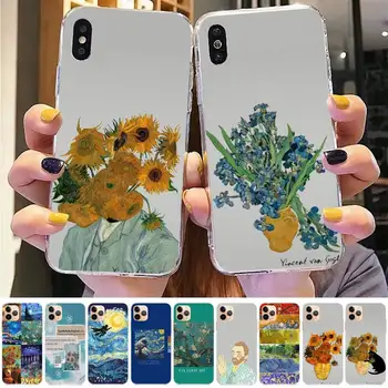 Sanat Estetik Vincent Van Gogh Yıldızlı Gece çiçek Telefon Kılıfı için iphone 13 8 7 6 6S Artı X 5S SE 2020 XR 11 12 pro XS MAX