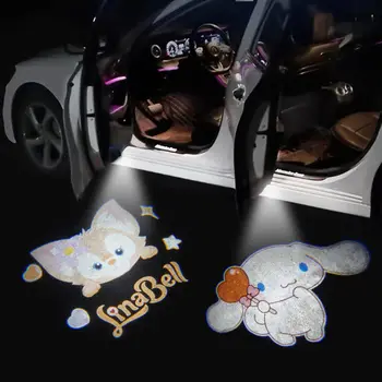 Sanrioes Anime Cinnamoroll Benim melodi araba kapı dekorasyon karşılama ışığı mıknatıs Indüksiyon karikatür gölge projektör araba aksesuarları