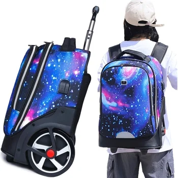 Seyahat Arabası Sırt Çantaları gençler için çanta Okul Tekerlekli Sırt Çantası Kızlar için USB şarj portu Sırt Çantası Tekerlekli Bagaj Çantaları