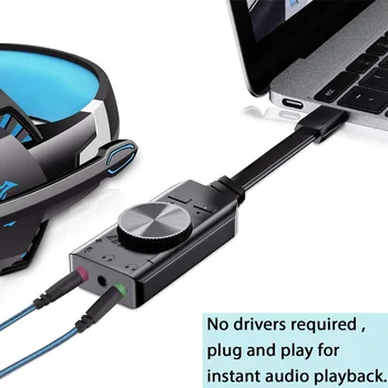 Siyah Dönüştürücü Adaptör Harici USB Ses 3 5mm Kulaklık Stereo Sanal 7 1 Kanal Ses Kartı GS3 PC Dizüstü Masaüstü İçin