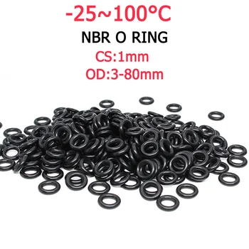 Siyah NBR O Ring Conta Conta CS 1mm NBR Otomobil Nitril Kauçuk Yuvarlak O Tipi Korozyon Yağa Dayanıklı conta pulu OD 3mm-80mm