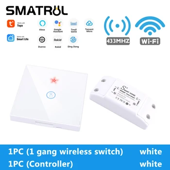 SMATRUL Tuya Akıllı Ev APP WiFi Dokunmatik anahtarı ışık RF 433MHz Duvar Paneli DIY Röle Modülü Zamanlayıcı Alexa Soket Lambası 110-220V