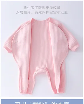 Sonbahar Ve Kış Kalınlaşmış Bebek Sıcak Tek parça Giysi Yenidoğan Bebek Haki Elbise Kemiksiz Yaka Dantel Up Üç katmanlı İpek Tırmanmaya