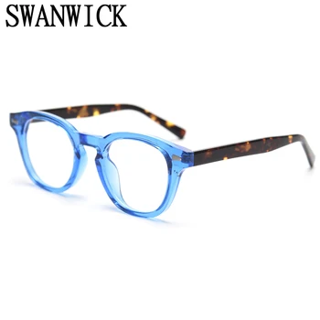 Swanwıck retro optik gözlük erkekler için kare gözlük çerçeveleri kadınlar mavi kahverengi şeffaf unisex bahar aksesuarları sıcak satış