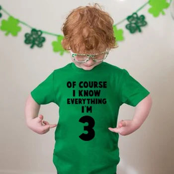 Tabii ki Her Şeyi Biliyorum ben 3 Çocuk Erkek Kız 3rd Doğum Günü Partisi T Shirt Moda Yürümeye Başlayan Rahat T-shirt Çocuk Komik Üstleri