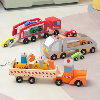 Taşıma Aracı iş makinesi Büyük Kamyon Bilişsel Hayvan Araç ahşap Araba Modeli Taksi Oyuncak oyuncak arabalar Çocuklar için Hediyeler YENİ