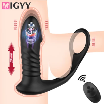 Teleskopik Prostat Masajı Anal Plug Vibratör Anal Oyuncaklar 18 Yetişkin Erkek Masturbator Gecikme Boşalma Halkası Seks Oyuncakları Erkekler İçin