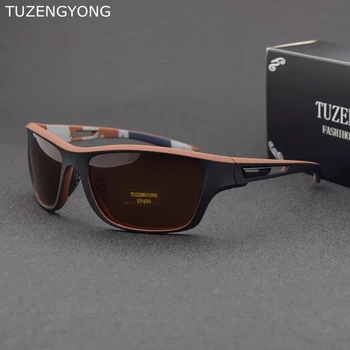 TUZENGYONG Yeni Spor TR90 Güneş Gözlüğü Sürüş Erkekler Polarize Kadın güneş gözlüğü Moda Gözlük UV Koruma