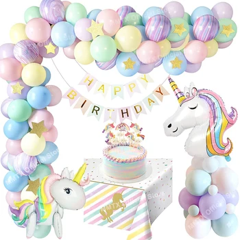 Unicorn Balon Unicorn Doğum Günü Partisi Süslemeleri Çocuklar Kız 1 Yıl Doğum Günü Balon Dekor Bebek Duş Cinsiyet Reveal Malzemeleri